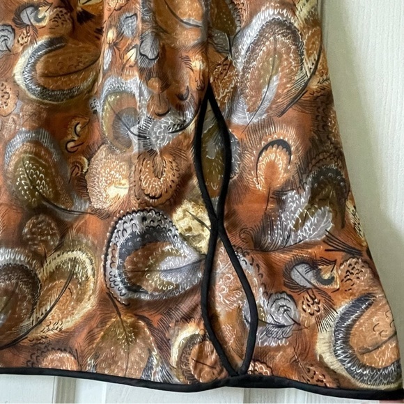 Vintage Satin Nightgown Skirt Vanity Fair Size L Brown Black Feathers - Picture 5 of 11